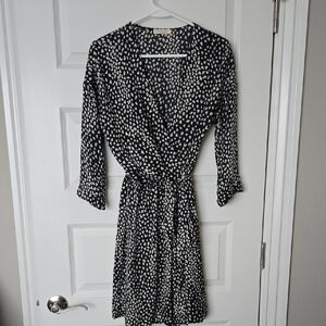 Lovestitch Black and White Patterned Long Sleeve Dress